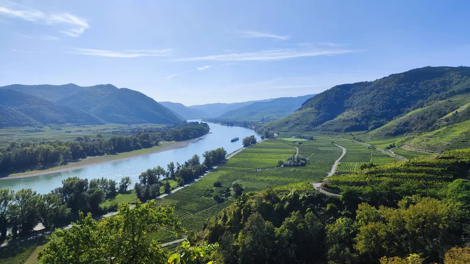 The Wachau valley and the Danube from above the terraces